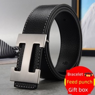 belt men belt H Buckle Men's Pure Cowhide Letter Belt H-Head Unisex Korean Fashion Casual Belt