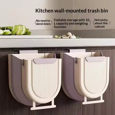 7L Collapsible Hanging Kitchen Trash Can Foldable Under Sink Waste Bin Small Compost Garbage Storage