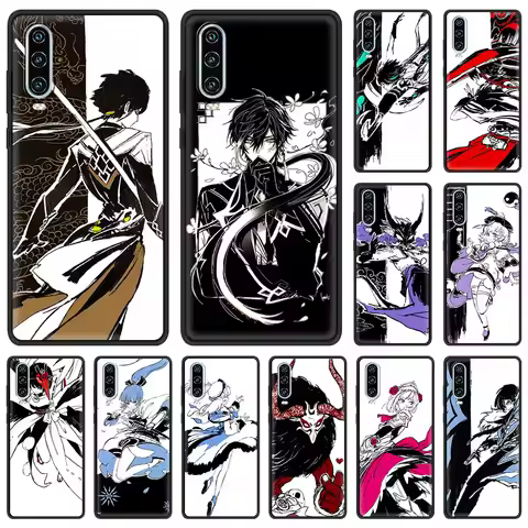 Genshin impact black and white Phone Case For Huawei P30 Lite P50 Pro P20 P40 Lite E P Smart Z 2021 