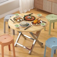 圓形簡易折疊餐桌家用折疊桌圓桌新型可攜式多功能餐桌隱形可折疊(平行進口)