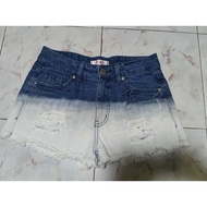 T777(D62)G7 Women's Two-Tone Bleached Jeans Shorts Japanese Label Soft Fabric Suitable For Walking P