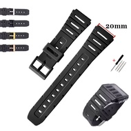20mm Silicone Strap for W-720 W-722 W-741 WL-100 CA-53 CA-61 Replacement Watchband Black Rubber Wate