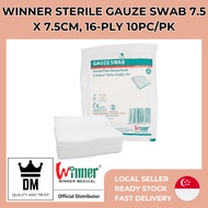 【SG Ready Stock】Winner Sterile Gauze Swab 7.5 x 7.5cm, 16-ply 10pc/pk
