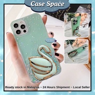 Vivo V7 Plus V25 V25E V27 V27E Y02s Y15s Y15a Y22s Y27 Y35 Y71 Y76 swan stand glitter case