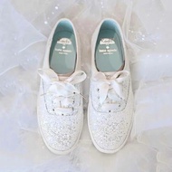 KEDS wedding shiny shoes creamy white sequined shoes white shoes silk laces girls all-match very good