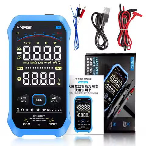 FNIRSI AutoRange Digital Multimeter 9999Counts AC DC 1000V Voltage Resistance Capacitance Diode NCV 