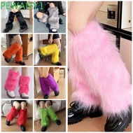 PEWANY1 Lolita Boots Cover, Y2K Japanese Style Furry Leg Warmers, Foot Cover Kawaii Soft Faux Fur Lo