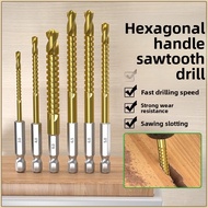 保联Hexagonal serrated drill pull drill bit special for woodworking twist drill bit alloy cutting elec