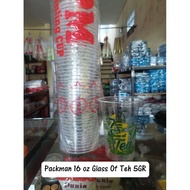 Packman Brand Plastic Cup Size 16 oz 5GR Glass OF Tea Motif (50 Pcs)