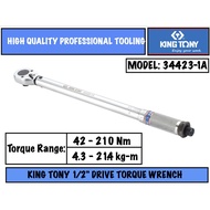 King Tony 1/2inch Sq Dr 42-210Nm Torque Wrench with Factory Calibration Certificate (34423-1A)