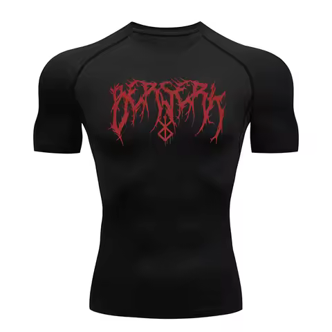 Gym Workout Rash Guard for Men Athletic Quick Dry Compression Shirts Berserk Print Tshirts Tees Tops