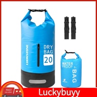 luckybuyy-my Rainproof Backpack Dry Bag 20L 500D PVC Outdoor Sports Roll Top with Front Pocket for S