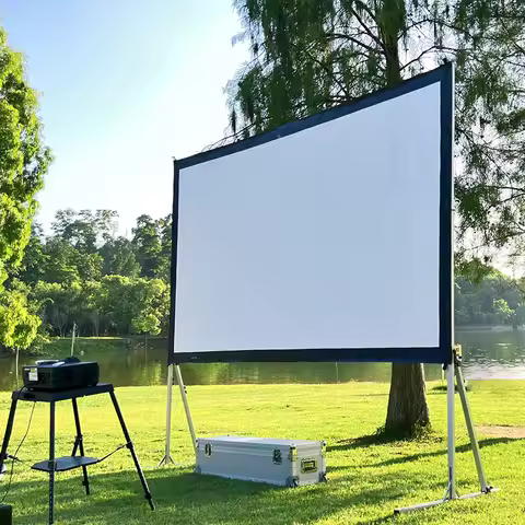 SCREEN PRO 144 Inch Outdoor Portable Fast Folding Projector Screen with Stand 16:9 4K Ultra HD 3D Mo