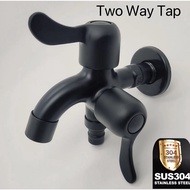 Water Tap Two Way Tap 1 in 2 out Stainless Steel Bathroom Shower Tap