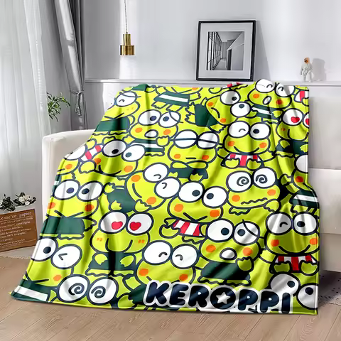 6 Size Sanrio Keroppi Flannel Blanket Children's Air Conditioning Blanket Lunch Blanket Pet for Daug