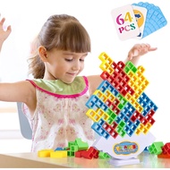 64Pcs Tetra Tower Game, Family Board for 2 Players Family Games, Christmas Stocking Stuffers for Tee