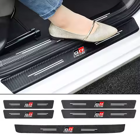 Carbon Fiber Car Trunk Bumper Protective Sticker For Toyota GR Sport Gazoo Racing Yaris 86 Corolla H