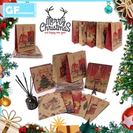 12pcs Christmas Paper Bag Xmas Gift Bag Brown Kraft Rope Handle Hand Bags 5 Size Vintage Paperbags