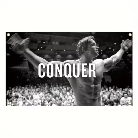 Arnold Schwarzenegger Conquer Gym Flag Any Size Motivation Body Building Wall Hanging Decoration fla