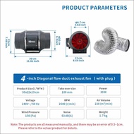 BSBOSS 4 inch 6 inch 8 inch diagonal flow pressurized duct fan bedroom living room toilet kitchen gu