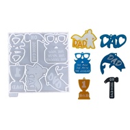 SJM Dad Letter Keychain Mold DIY Epoxy Resin Molds 3D Fathers Day Pendant Mold Craft