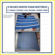 ❧ ✌ ♆ Original URATEX 3 Inch Thick Foam Mattress W Cotton Cover - 30x75- 36x75- 48x75- 54x75- 60x75