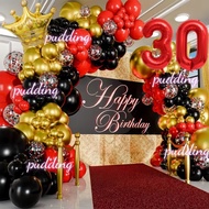 Red Gold Latex Balloon Set for Adult Man& Woman 18th 20th 30th 40th 50th 80th Birthday Party Decorat