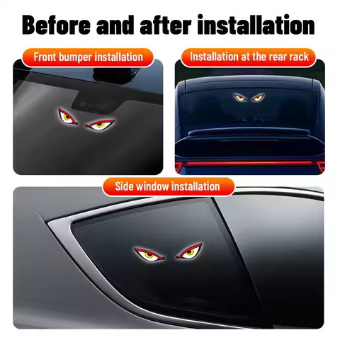 Car Solar Car Devil Eye Lights,Car Windscreen and Rear Window LED Devil Eye,USB Plug Push Button Dyn