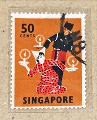 Prangko SINGAPORE 1968-1973 TARI LILIN 50CENT. USED.