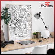 [Poster Only] Etihad Stadium Manchester City Minimal City Map Art Black and White Travel Large Poste