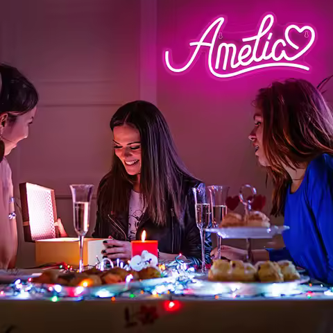 Amelia Neon Sign Personalized LED Name Neon Light for Kids Bedroom Birthday Party Decoration Light B