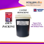 1L - OWN PACKED Nippon Paint Weatherbond (WB) with Quartz Technology - 1001 Brilliant White