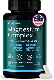 Magnesium Complex for Women & Men 500mg (7-in-1) - Magnesium Glycinate with D3 & B6, Glycinate, Citr