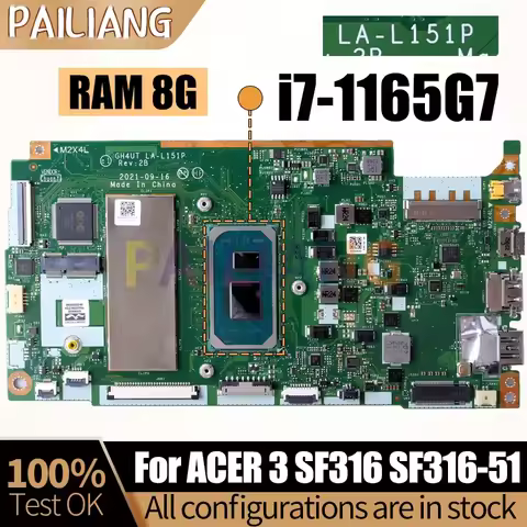 LA-L151P For ACER Swift 3 SF316 SF316-51 Notebook Mainboard GH4UT LA-L151P With Core i7-1165G7 RAM 8