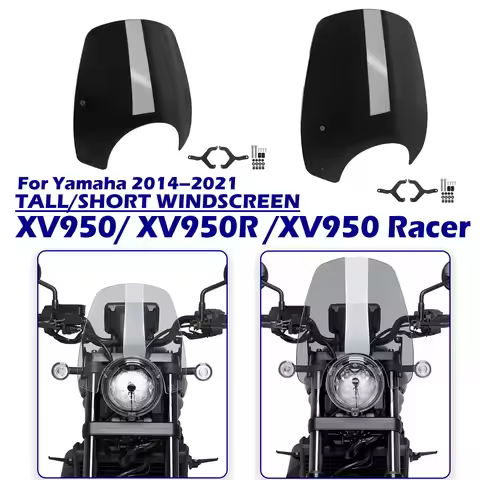 For Yamaha XV950 XV950R XV950 Racer 2014–2021 Large Wind Shield Wind Deflector Front Fairing Windscr