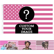 Flag 3X5 Ft Custom Pink American Wall Flag Add Your Own Text/Logo/Photo Double Sided Funny Tapestry 