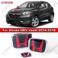 1PC Honda Black Red 3D Emblem Front Rear Steering Wheel Logo Panel Cover Trim Badge For Honda HRV Vezel 2014-2018 Acrylic Styling Accessories