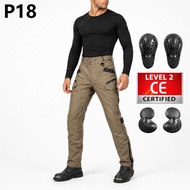 P18 Army Green Motorcycle Riding Pants 600D Tactical Military Trousers with CE Level 2 Armor Waterpr