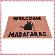 (Q W V D) 1 PCS Dark Cat Welcome Madafakas Full Print Doormat Home Decor Kitchen Bathroom Decor Give