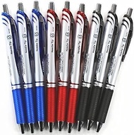 Pentel Energel Deluxe RTX Retractable Liquid Gel Pen,0.5mm, Fine Line, Needle Tip, Black.blue.red Ink-each 3 Pens/total 9 Pens Special Value Set