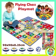 Flying Chess Playmat Children Board Games Portable Flying Chess Mat Set 90cm Foldable Family Party G