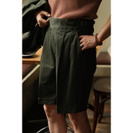UGENTLE Men's Wear Heavy Washed Cotton {Mist Forest} Gurkha Gurkha Retro High Waist Shorts