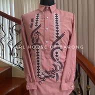 ♞,♘,♙OLD ROSE Polo Barong Long Sleeves for Men