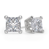 1CT Princess Moissanite Stud Earrings for Women, Colorless VVS1 Clarity Moissanite Diamond Earring i