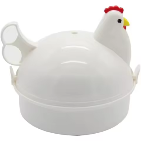 Microwave Chicken Shaped Egg Cooker, 4 Eggs Aluminum Alloy Egg Steamer Kitchen Gadget