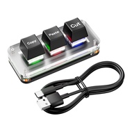 RGB Mini Cut Copy Paste Keyboard 3-Key Ctrl X C V Shortcut One Handed Keyboard USB Type-C for Accoun
