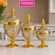 Minowa Stoples Gold Royal Crystal /Stoples Kaca/ Stoples Pajangan/Stoples Snack/Stoples Mewah DG-624