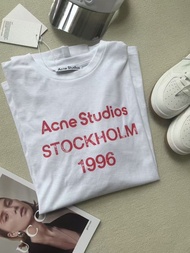 Ucitoc Nordic Niche Ac Red Letters Distressed Cotton Long-Sleeved T-Shirt For Women Early Spring New