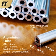 FUYI Aluminum tube OD 8mm ID 4.6mm alloy tube 8mm outer diameter 4.6mm inner diameter pipe wall thic
