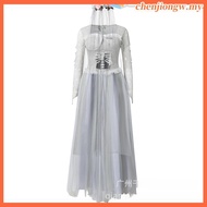[]-Women Halloween Dead Bride Costume Ghost Corpse Bride Corset Dress and Veil Floral Headband Outfi